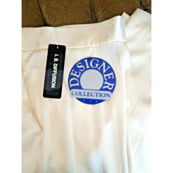 IB Diffusion VTG Ivory Satin Pleated Pants 10 - Picture 2 of 9